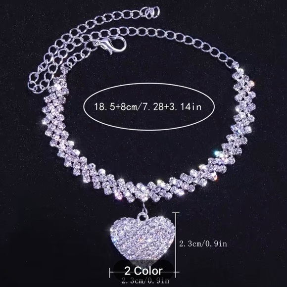 Heart Rhinestone Charm Bracelet - Picture 5 of 10